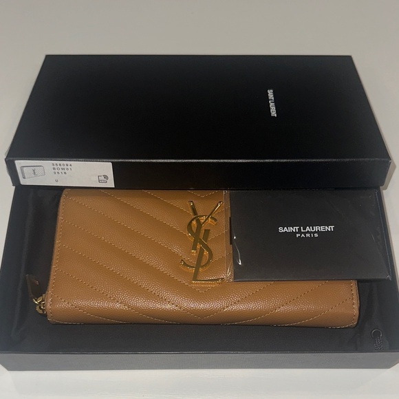 Saint Laurent Camel Quilted Wallet - Picture 1 of 4